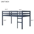 thumbnail image 7 of Miniyam Wood Twin Size Loft Bed for Kids, Space-Saving Design, Navy Blue, 7 of 7