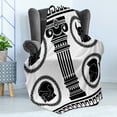 thumbnail image 4 of Retro Soft Flannel Fleece Throw Blanket, Patterned Circular Frames with Antique Accessories Spartan Classic Costume, Cozy Plush for Indoor and Outdoor Use, 60" x 80", Black and White, by Ambesonne, 4 of 5