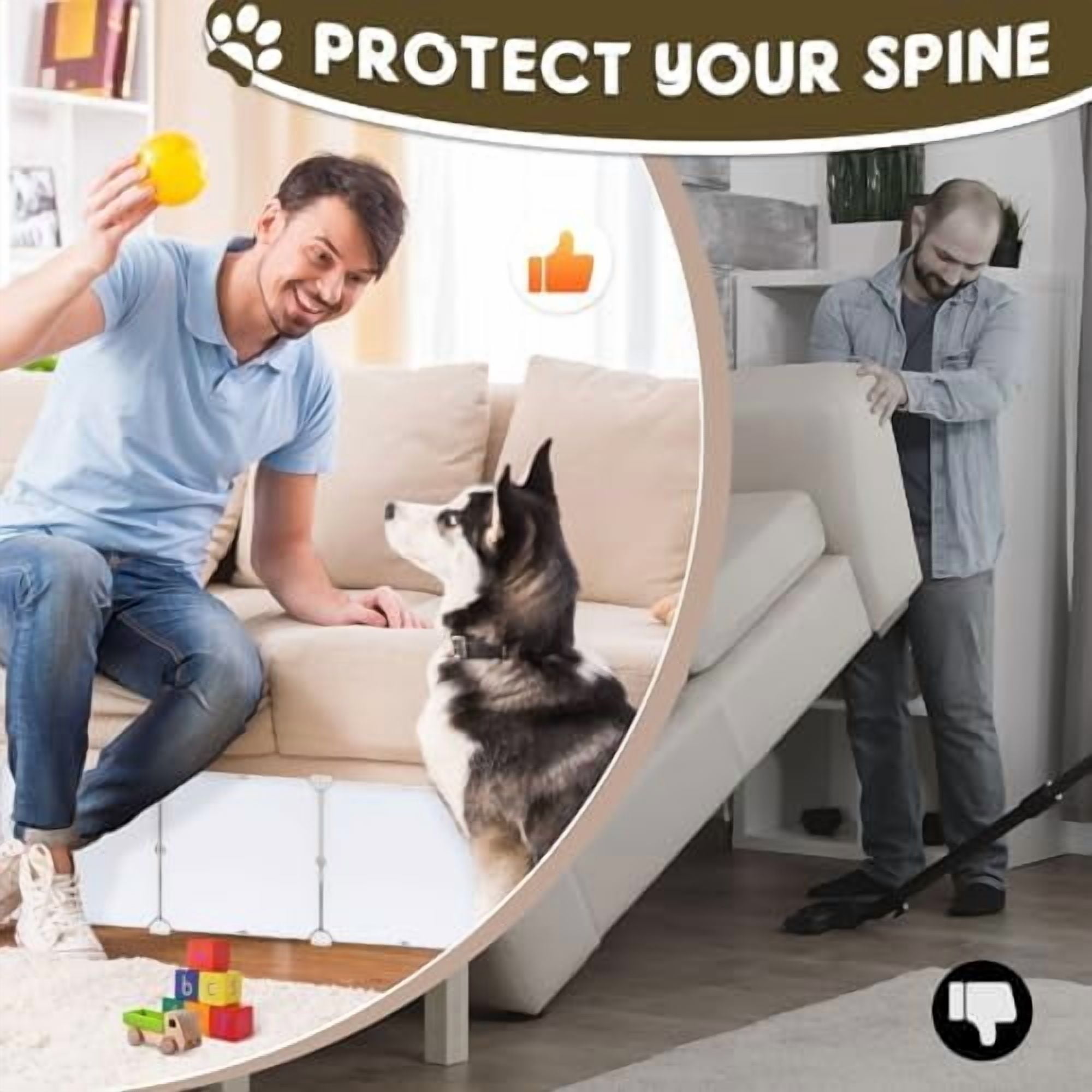 Under Bed Blocker for Pets 11.8" Height 248" Length in Total, Adjustable Bed Blockers to Keep Cats/Dogs Out from Under Beds Fit Queen, King Bed 3 Sides, Easy to Use, White