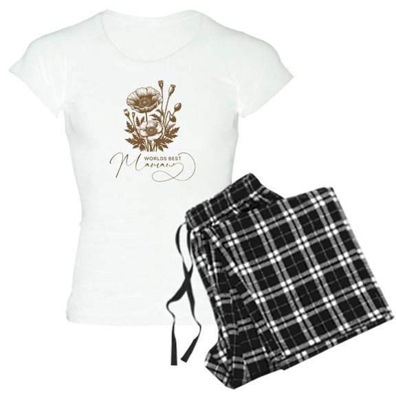 CafePress - Worlds Best Mamaw - Women's Short Sleeve Print T-Shirt and Pants Light Cotton Pajama Set