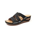 thumbnail image 1 of Sandalias de punta abierta para mujer, zapatos de gladiador planos con tiras de verano para mujer, tallas grandes, 1 of 2