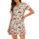 thumbnail image 1 of Balery Cartoon Mushrooms Camisón de manga corta con cuello redondo para mujer, cómodo y elegante., 1 of 6