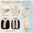 thumbnail image 2 of Winter Warm Hat Scarf Glove Set for Women,Fleece Lined Winter Beanie 3 in 1 - Beige Thermal Women Beanie with Pom, Thicken Widen Long Knit Scarf,Touchscreen Non-Slip Gloves, 2 of 7