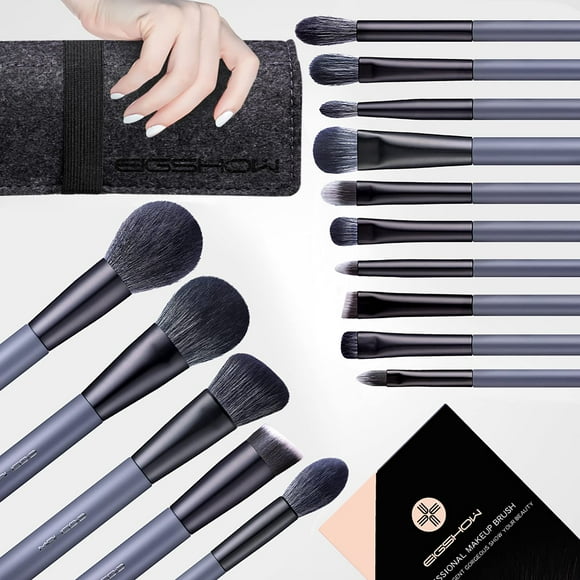 Juego de brochas de maquillaje EIGSHOW Professional de 15 piezas (GRIS)