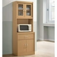 thumbnail image 2 of Hodedah Freestanding Kitchen Storage Cabinet w/ Open Space for Microwave, Beech, 2 of 5