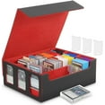 thumbnail image 1 of Wexlerey Card Storage Box for Trading Cards with Display Windows,PU Leather Magnetic Closure 2300 Mtg Deck Box with 10 Colorful Divider Tabs,4 Movable Partitions for Magi, 1 of 9