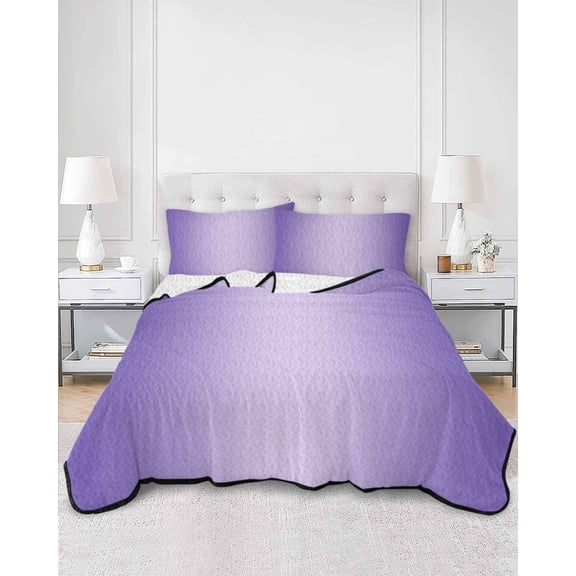 Quilts Queen Size, Purple Ombre Soft Comforter Bedding Set for Bed, Modern Gradient Abstract Art Lightweight Quilted Bedspread with Pillow Cover(2 Pieces) for All Season, 90x96 Inch