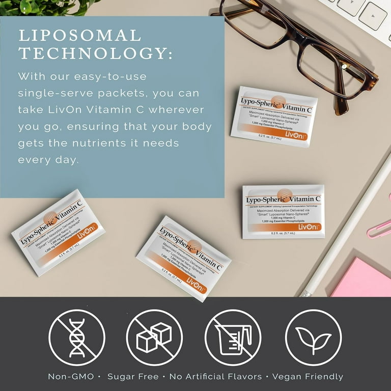 Lypo-Spheric Vitamin C - 3 Cartons (90 Packets) - 1,000 Mg Vitamin C & 1,000 Mg Essential Phospholipids per Packet