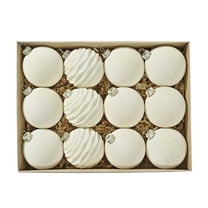 Christmas Tree Ornaments Velvet Balls - Pack of 12pcs Shatterproof Xmas Bulbs Decorations Set - Multicolor Red Brown Neutral, 60mm 2.4 inch,Beige