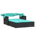 thumbnail image 5 of vidaXL Double Sun Lounger with Canopy and Cushions Black Poly Rattan, 5 of 5