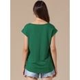 thumbnail image 3 of DARING DIVA Women's Cap Sleeve Pleated Round Neck Flowy Casual Blouses XL Dark Green, 3 of 6