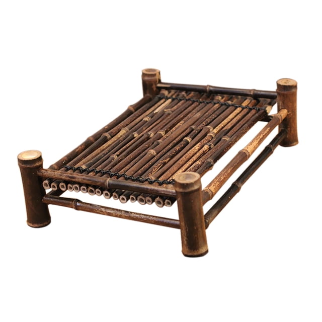 BANDEJA DE SERVICIO DE BAMBÚ VINTAGE Mesa de té y café Desayuno en la cama Regalo 4 40x35x9cm