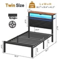 thumbnail image 2 of ChicZhiNest Twin Size Bed Frame with Storage Headboard and LED Light, Metal Platform Bed with Charging Station, Black, 2 of 10
