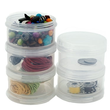 Containers Storage Small Impact Resistant Stackable Clear 5 For Beads Crafts Findings 2.50" Round
