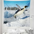 thumbnail image 1 of Penguin Tapestry, Penguins Pole Wildlife Swimming Flying Dancing Family Group Icebergs Antarctica, Fabric Wall Hanging Decor for Bedroom Living Room Dorm, 5 Sizes, Multicolor, by Ambesonne, 1 of 1