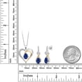 thumbnail image 3 of Gem Stone King 925 Sterling Silver and 10K Yellow Gold Blue Created Sapphire White Moissanite and White Lab Grown Diamond Pendant Necklace Earrings Set for Women (6.71 Cttw, with 18 inch Chain), 3 of 4