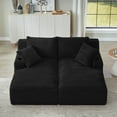 thumbnail image 4 of 71" Oversized Double Chaise Lounges Indoor, Upholstered Corduroy Sofa Bed with Dual Cup Holders, Sectional Sleeper Loveseat for Living Room, Black, 4 of 9
