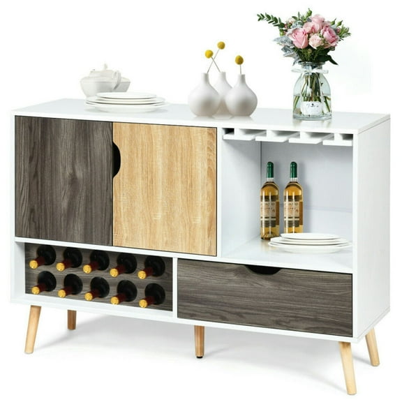 GVN Kitchen Buffet Sideboard, Cupboard Cabinet, Mid-Century Buffet Sideboard Wooden Storage Cabinet
