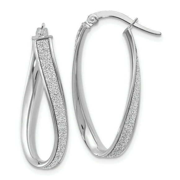 Leslie's Boucles d'Oreilles Ovales en Or Blanc 14k Poli Scintillant LE275