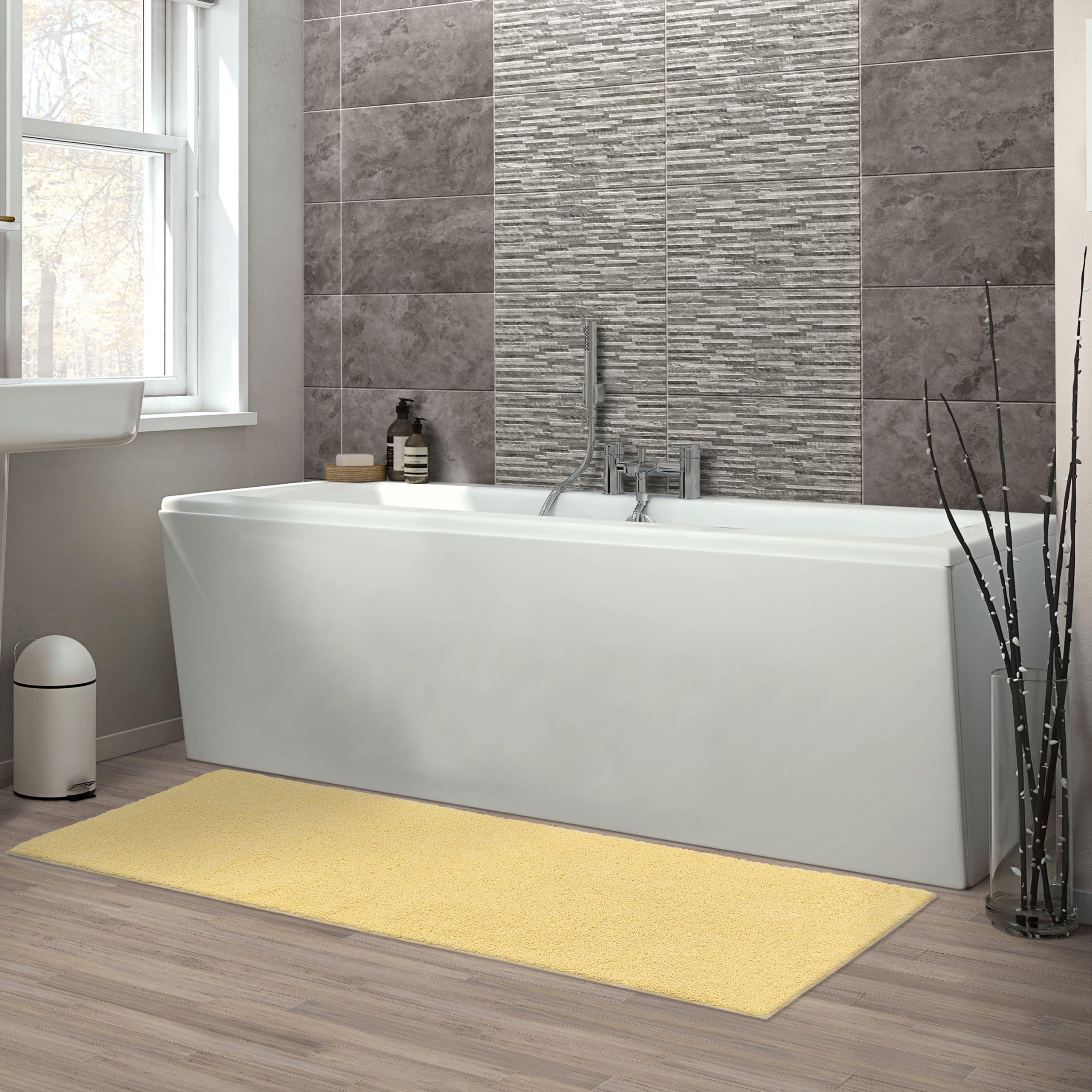 Garland Rug Queen Cotton Washable Cotton Soft Yellow Bath Runner, 22" x 60"