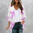 thumbnail image 2 of SEAOPEN Women's 3/4 Sleeve Open Front Cropped Cardigan Sweater Elegant Shrugs for Women Hot Pink,L, 2 of 6