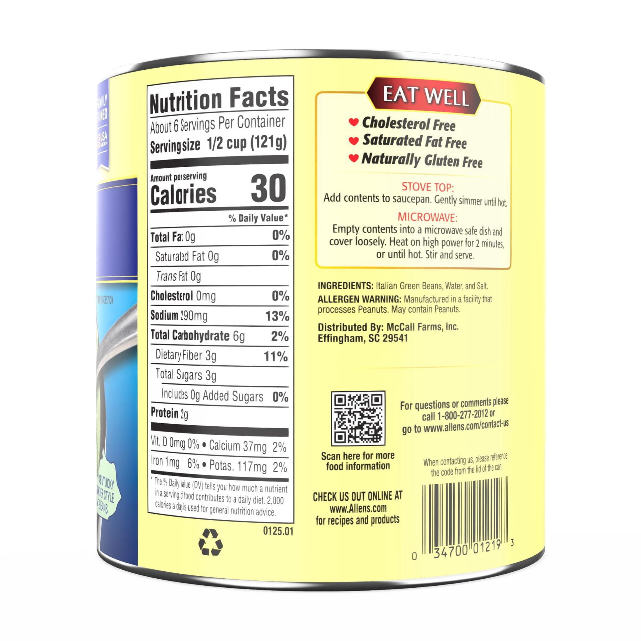 (4 pack) Allens Canned Cut Italian Green Beans, 28 oz