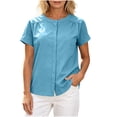 thumbnail image 2 of ClodeEU Women's Round Neck Short Sleeve Blouses,Casual Loose Fit Shirts for Summer ,Women's Plus XXL, 2 of 7