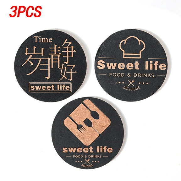 POINTERTECK 3PCS Cork Thick Round Cork Hot Pads for Dishes, Pots, Pans and Plants