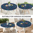 thumbnail image 5 of Floral Design Elastic Round Tablecloth, Durable Polyester for Dining Table, Reusable and Water-Resistant, Fits 44-52 Inch Tabletop, 5 of 5