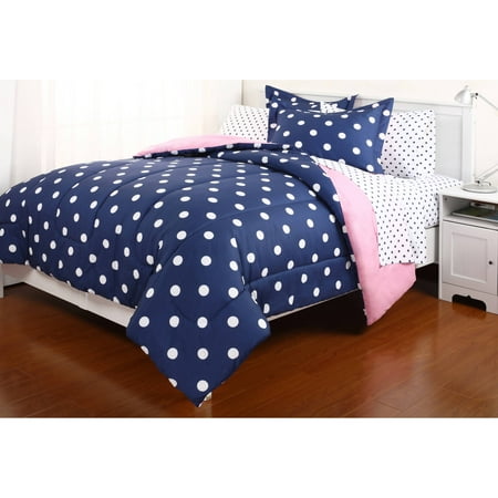 Polka Dot Reversible Bed In A Bag Bedding Set Walmart Com