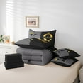 thumbnail image 4 of King And Queen Crown Queen Bedding Set 7 Piece Black Grey Mr Mrs Comforter Set For Adults Men Women,His Hers Couple Bed In A Bag Valentine'S Day Gifts Sheet Set With Comforter, 4 of 5