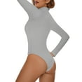 thumbnail image 3 of MANIFIQUE Women's Mock Turtle Neck Long Sleeve Tops Bodysuit Jumpsuit, 3 of 6