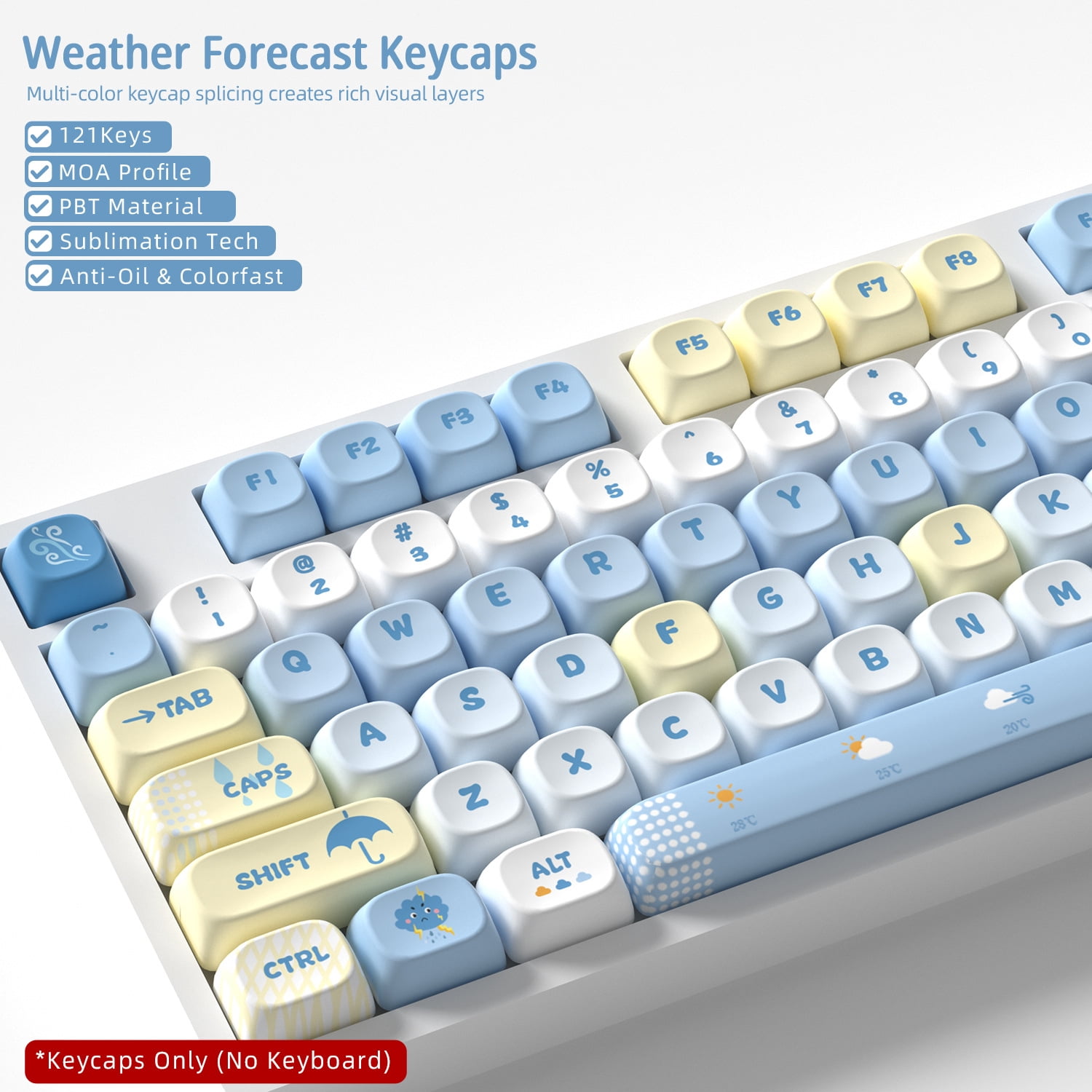 Weather Keycaps 121 Keys PBT Material MOA XOA Profile DYE-SUB For MX Switch Wooting Mechanical Keyboard Keycaps ISO ANSI Layout