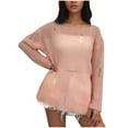 thumbnail image 1 of Hauts à Manches Longues Chandails Mode Décontractée pour Femmes Manches Longues Col Rond Chandail en Molleton Uni Blouse Hauts à Manches Longues P-28 Rose-A L, 1 of 5