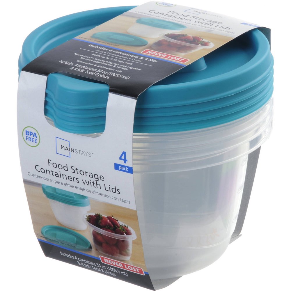 Mainstays Never Lost 4pk Food Storage Containers with Lids