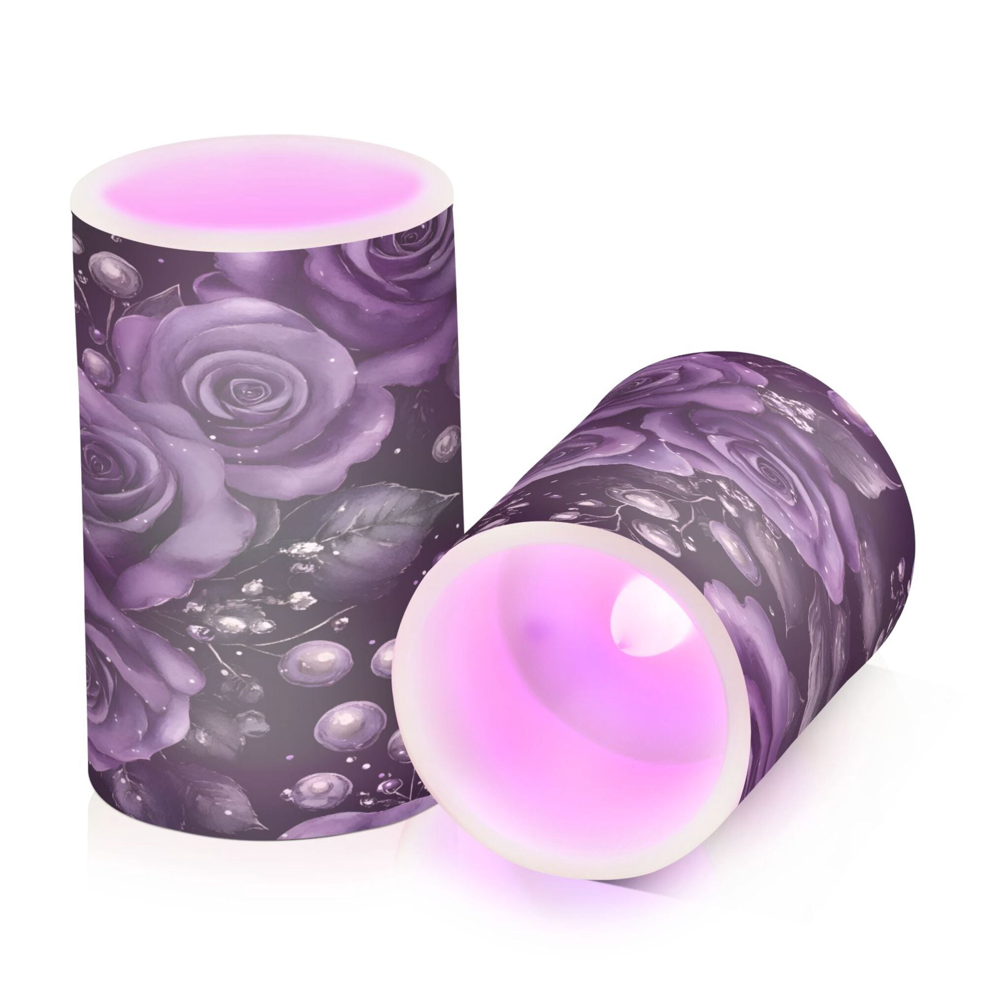 Yayeee Flameless Candles with Remote Flickering Battery Operated Multi Color Changing, Purple Roses