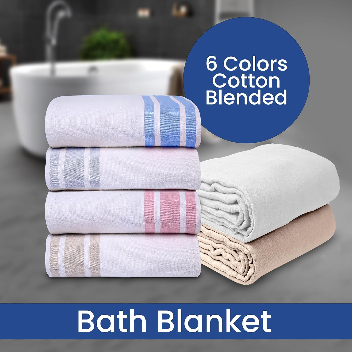 Linteum Textile Cotton Blended 70x90 in Hospital Bath Blanket, 1.75 lb. White, 12 Pack