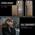 thumbnail image 5 of Magnetic 2 in 1 Detachable for iPhone 16e, Case with Card Holder, for Women Men PU Leather RFID Blocking Flip Kickstand Credit Slots Slim Phone Cover for iPhone 16e, Brown, 5 of 12