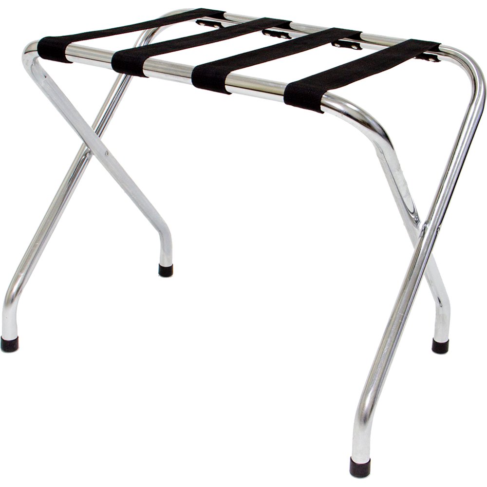 International Hanger Chrome Luggage Rack, Folding Metal Luggage Stand