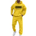 thumbnail image 2 of Men's Tracksuits 2 Piece Set Letter Print Relaxed Fit Hoodie Sweatshirt and Joggers Sweatpants Sets Comfortable Fall Fashion Sport Suits Winter Clothes Outfits Yellow M, 2 of 4