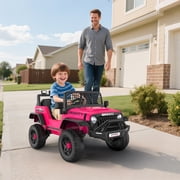 Farmdex 24V Ride on Car, Ride on Truck for Toddlers with Remote Control, Electric Car for Boys Girls Age 3+, Bluetooth, Music, LED Lights, Spring Suspension, 3 Speeds, Pink