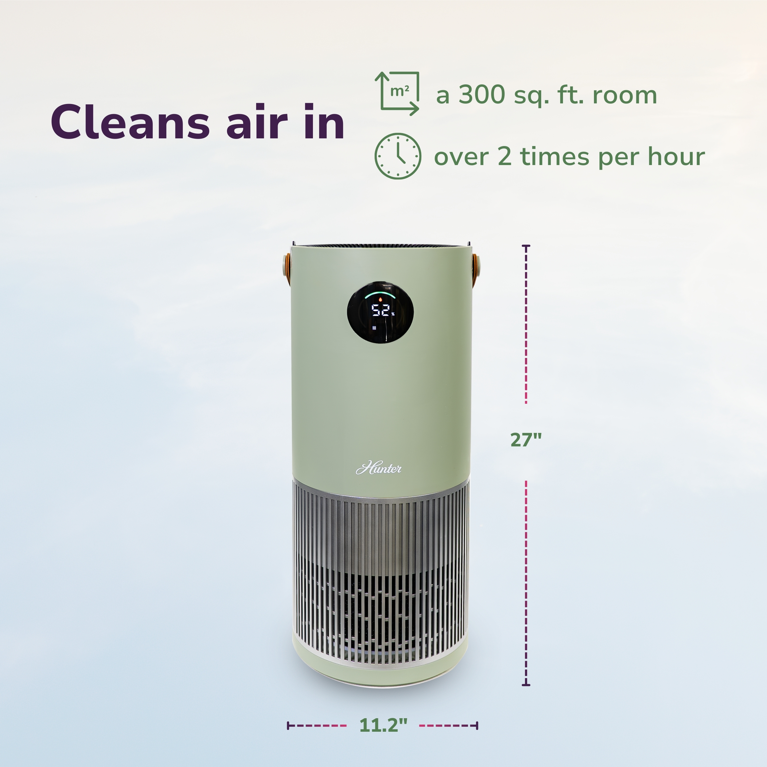 Hunter HPH625 Humidifier and Air Purifier In One, Sage/Silver