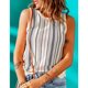 thumbnail image 3 of Suéter de punto para mujer, chaleco, bloque de Color a rayas, dobladillo ondulado, cuello redondo, sin mangas, jersey de punto, camiseta sin mangas para el hogar, oficina diaria, 3 of 6
