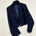 thumbnail image 5 of Crgrtght Women Button Collared Long Sleeve Slim Blazer Jacket Casual Loose Suit Jacket Fashion Work Business Office, Navy L, 5 of 6