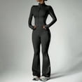 thumbnail image 5 of Afdoent Workout Sets For Women High Waisted Flare Leg Yoga Long Sleeve And Pants Workout Outfit For Fitness Solid Color Active Wear, 5 of 6