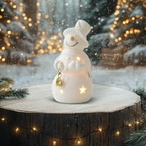 Ceramic Christmas Village Houses with Light, White Porcelain House Figurine, Rustic Decor for Home Table Bookshelf,Christmas Tree Tower (J)