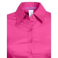 thumbnail image 4 of J. METHOD Women's Button Down Shirt Long Sleeve Roll Up Stretch Collar Office Work Formal Casual Basic Blouse Top NEWT04 Hot Pink L, 4 of 5