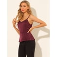 thumbnail image 4 of Allegra K Blusa De Tirantes De Espagueti Casual Para Mujer Tops De Camisola De Satén Sin Mangas Brillantes Borgo?a M, 4 of 6
