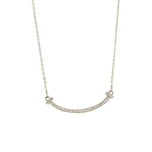 Collar de sonrisa de zircon con incrustaciones de cobre, diseño de nicho simple, cadena de clavícula de alta costura, colgante simple y versátil