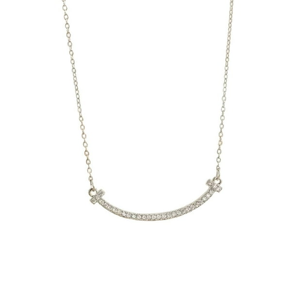 Collar de sonrisa de zircon con incrustaciones de cobre, diseño de nicho simple, cadena de clavícula de alta costura, colgante simple y versátil